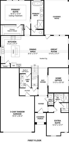 The Tuscaloosa floor plan by K. Hovnanian Homes. 1st floor shown. *Prices, plans, dimensions, features, specifications, materials, and availability of homes or communities are subject to change without notice or obligation.