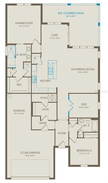2D floor plan layout of this home in , Land O' Lakes, FL (Image 4).