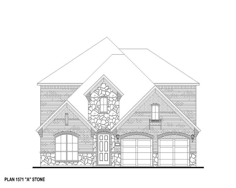 Plan 1571 Elevation A w/ Stone