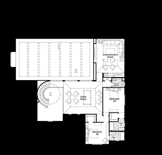2D floor plan layout for the Willow by Huntington Homes in McCreary Meadows, Parker, TX (Image 3). 2D floor plan layout for the Willow by Huntington Homes in McCreary Meadows, Parker, TX (Image 3).