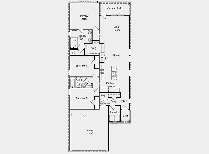 2D floor plan layout for the Burton by Taylor Morrison in Hockley Meadows 40s, Hockley, TX (Image 3).