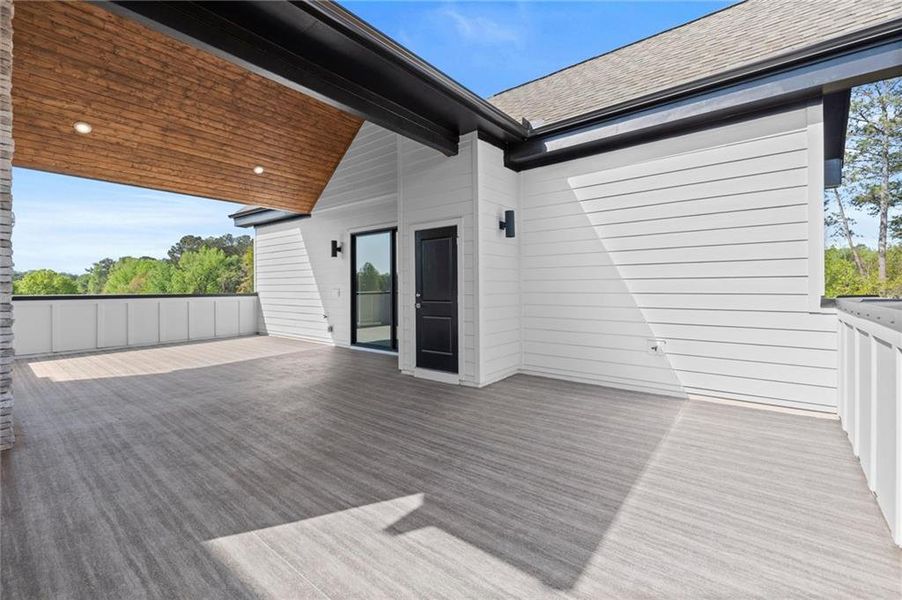 Exterior details and patio area of a home in The Gathering – Alpharetta, Alpharetta (Image 30).