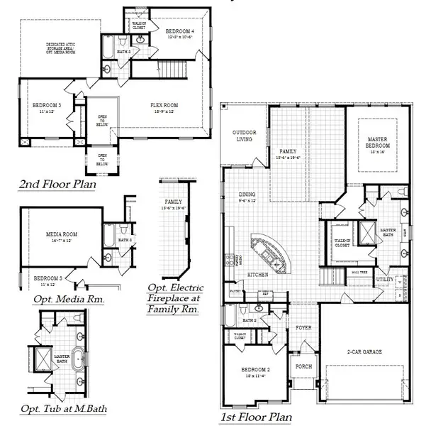 2D floor plan layout for the Maddy by Chesmar Homes in The Grove at Blackhawk, Pflugerville, TX (Image 3).