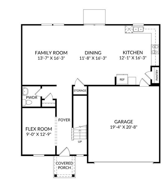2D floor plan layout for the The Upton by Stanley Martin Homes in Essence at Elms Glen Single Family Homes, Ladson, SC (Image 5).