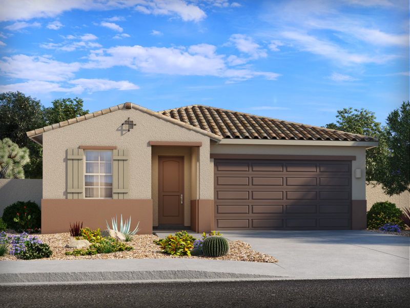 Representative exterior photo of a completed home built from the Pearl by Meritage Homes in Alamar at Rocking K, Vail, AZ (Image 5).