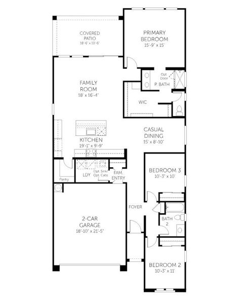 2D floor plan layout for the Bartlett - Single Family Homes by Dream Finders Homes in Apache Farms, Buckeye, AZ (Image 5).