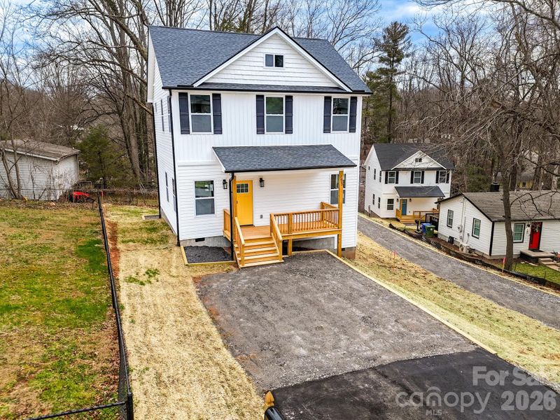 Exterior details and patio area of a home in , Asheville (Image 25).