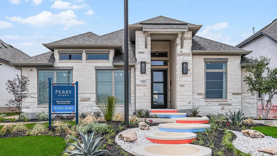 Front exterior of a new home in Canyon Falls, Northlake, TX, highlighting curb appeal (Image 20).
