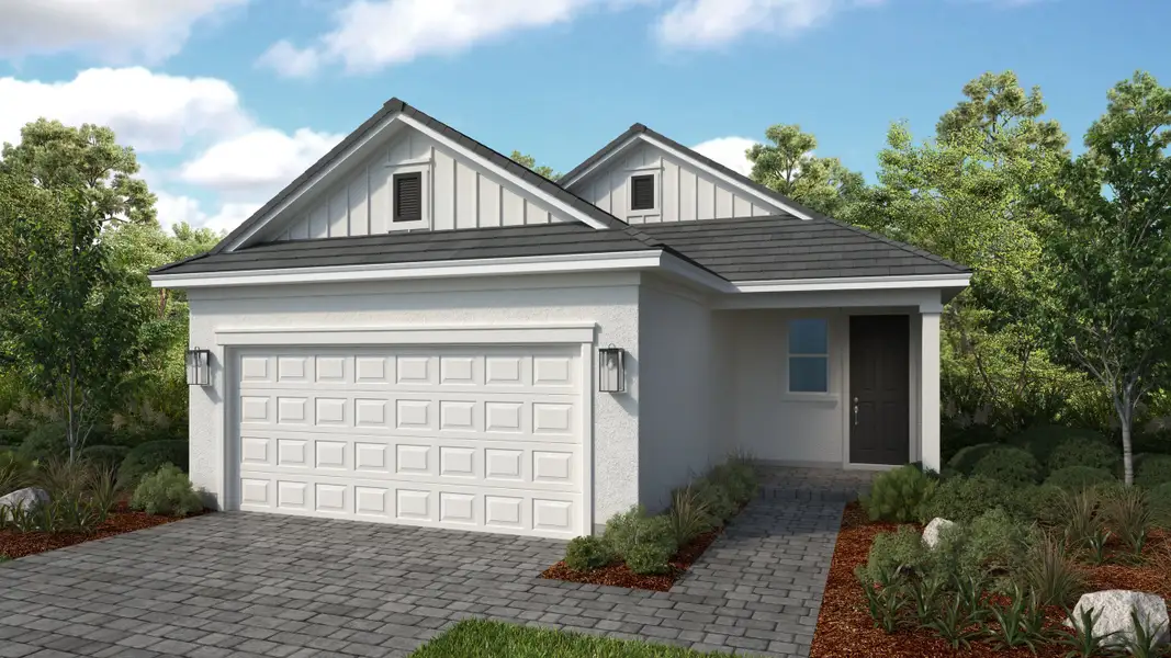 Representative exterior photo of a completed home built from the Rivera by Taylor Morrison in Esplanade at Solaeris, Port St. Lucie, FL (Image 19).