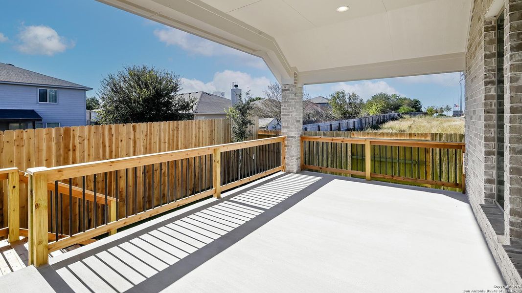 Exterior details and patio area of a home in Cibolo Valley Heights 65', Cibolo (Image 4).