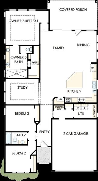 2D floor plan layout of this home in Tavolo Park Cottages, Fort Worth, TX (Image 5).