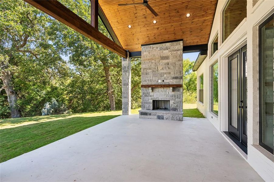 Cozy fireplace perfect for entertaining.