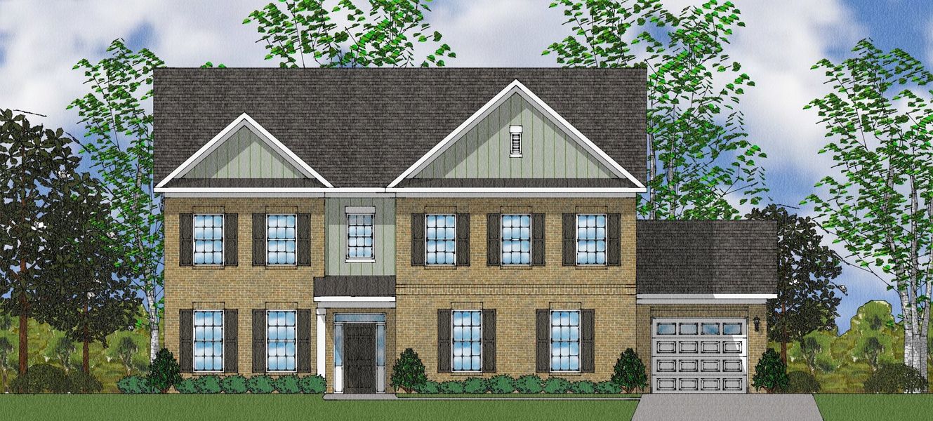 Representative exterior photo of a completed home built from the Cushing II - Elite Collection by Mungo Homes in Suter Estates, Easley, SC (Image 9).