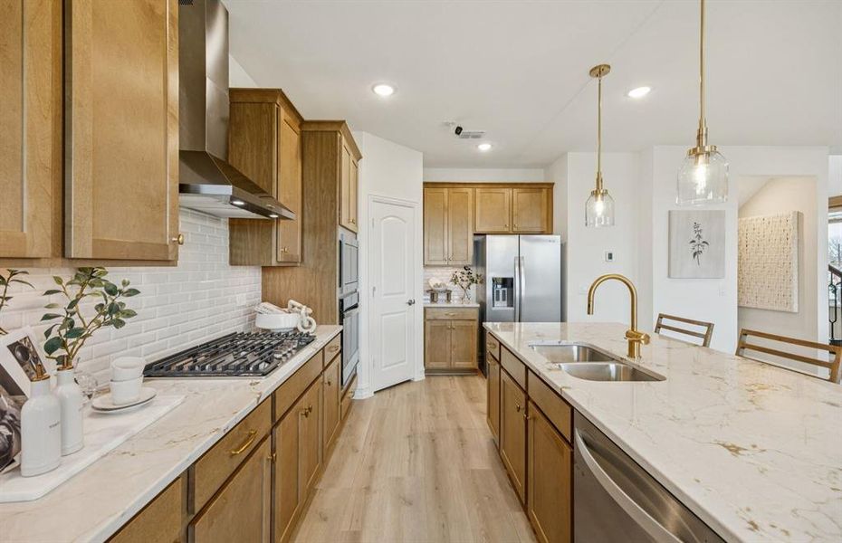 Abundant cabinet space in kitchen *model representation