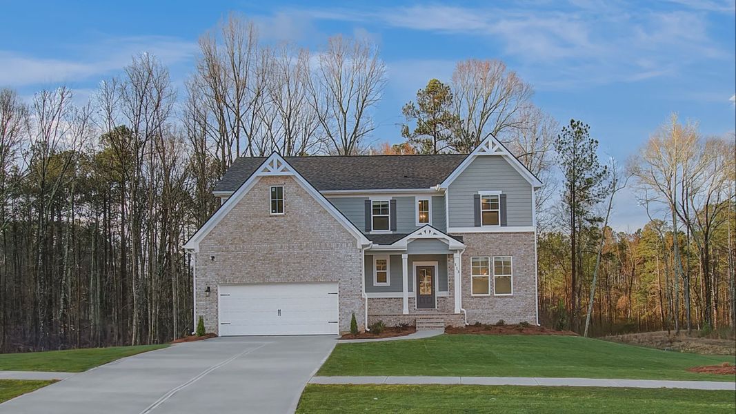 Representative exterior photo of a completed home built from the Lauren II by DRB Homes in Saddleridge, Senoia, GA (Image 2). Representative exterior photo of a completed home built from the Lauren II by DRB Homes in Saddleridge, Senoia, GA (Image 2).