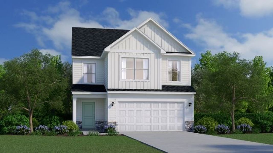 Representative exterior photo of a completed home built from the Palm by Veranda Homes in Hitchcock Preserve, Aiken, SC (Image 2). Representative exterior photo of a completed home built from the Palm by Veranda Homes in Hitchcock Preserve, Aiken, SC (Image 2).