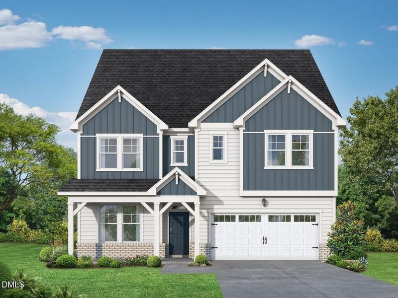 Front exterior of a new home in Sage on North Main, Wake Forest, NC, highlighting curb appeal (Image 2). Front exterior of a new home in Sage on North Main, Wake Forest, NC, highlighting curb appeal (Image 2).