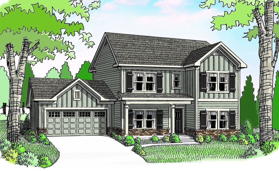 Representative exterior photo of a completed home built from the (GA)The Jefferson | Front Entry by Reliant Homes in Harmony Farms, Eatonton, GA (Image 6).