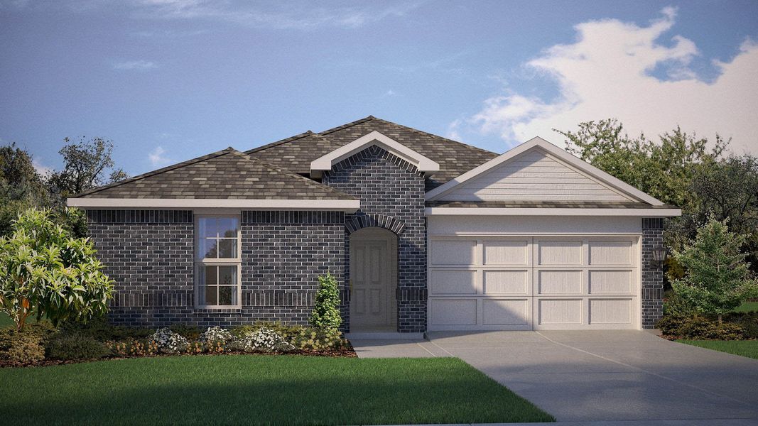 Front exterior of a new home in Homestead at Parks Bell Ranch, Odessa, TX, highlighting curb appeal (Image 2). Front exterior of a new home in Homestead at Parks Bell Ranch, Odessa, TX, highlighting curb appeal (Image 2).