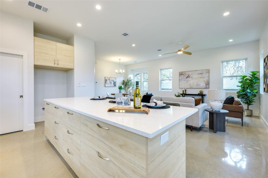 Plenty of soft close drawers to store all of your cooking utensils and dishware.  Don't miss the double drawer feature.