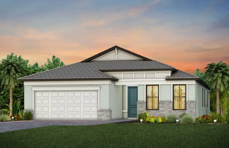 Representative exterior photo of a completed home built from the Mystique by DiVosta in Hendrix Reserve, Lake Worth, FL (Image 21).