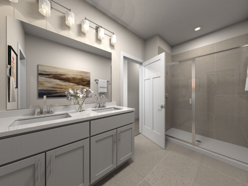 Furnished interior view inside a new home in Crossing at Abner Creek Townes, Greer (Image 6).