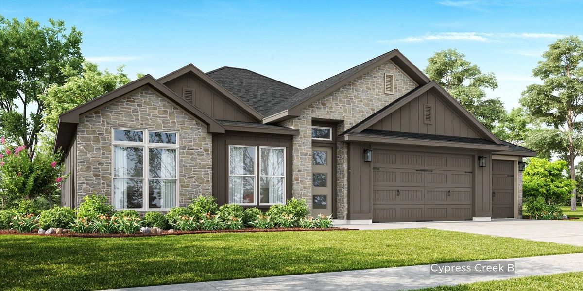 Representative exterior photo of a completed home built from the Cypress Creek by Flintrock Builder in Rosenthal Estates, Lorena, TX (Image 1). Representative exterior photo of a completed home built from the Cypress Creek by Flintrock Builder in Rosenthal Estates, Lorena, TX (Image 1).