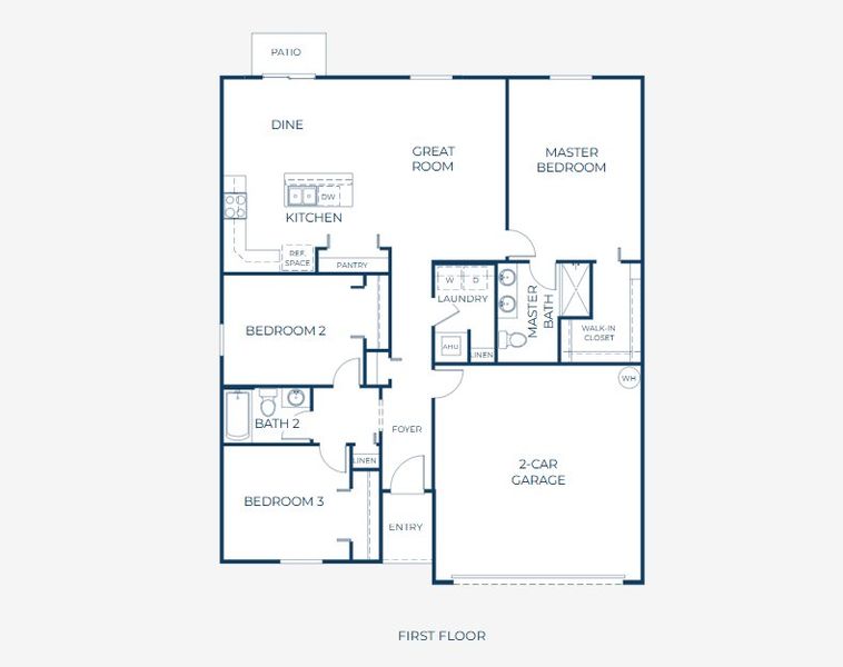 2D floor plan layout for the Violet by Maronda Homes in Palm Coast, Palm Coast, FL (Image 5).