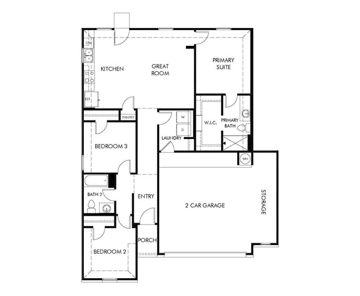 2D floor plan layout of this home in Waterstone Crossing, Kyle, TX (Image 3).