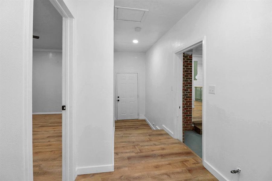 Hallway in Master Bedroom Suite with entry door to carport Hallway in Master Bedroom Suite with entry door to carport