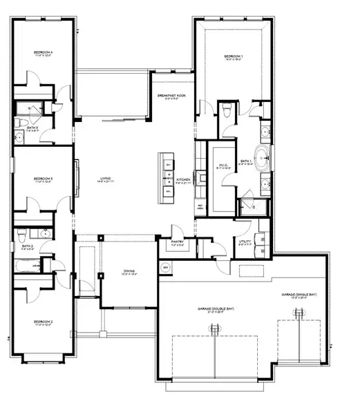 2D floor plan layout of this home in Bella Charca, Nolanville, TX (Image 3). 2D floor plan layout of this home in Bella Charca, Nolanville, TX (Image 3).