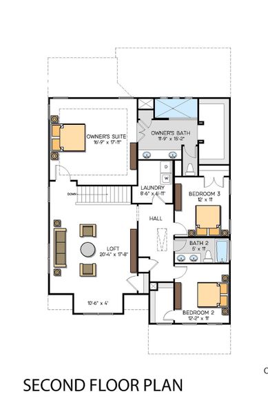2D floor plan layout for the Augusta by Greybrook Homes in Edmunds Farm, Clover, SC (Image 7).