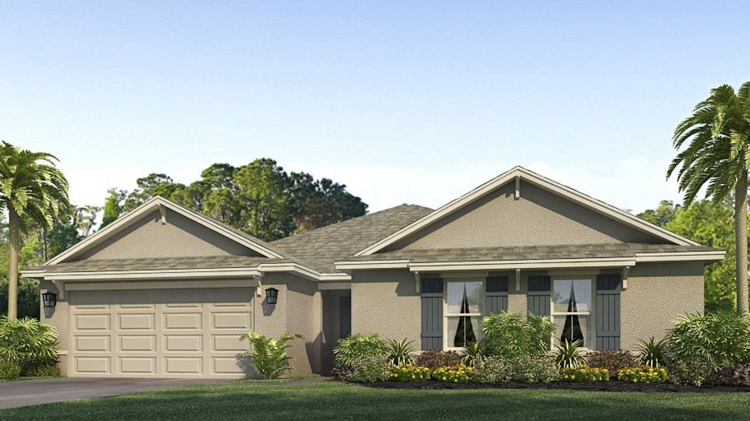 Representative exterior photo of a completed home built from the Denton by D.R. Horton in Silverstone North, Palmetto, FL (Image 1). Representative exterior photo of a completed home built from the Denton by D.R. Horton in Silverstone North, Palmetto, FL (Image 1).