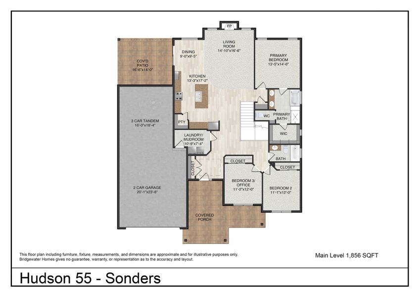 2D floor plan layout for the Hudson 55 Sonders by Bridgewater Homes in Sonders Fort Collins, Fort Collins, CO (Image 4).