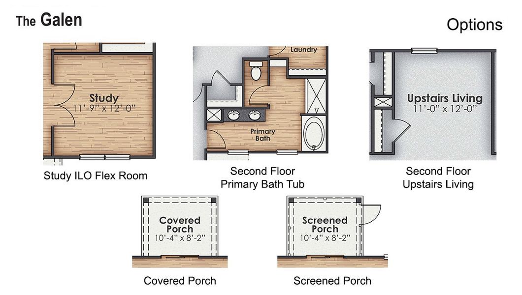 2D floor plan layout for the Galen by D.R. Horton in Saltgrass Landing, Winnabow, NC (Image 27).