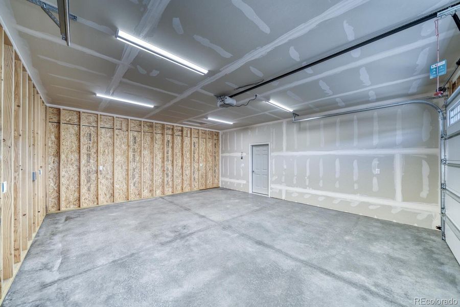 Two car garage with interior access door Two car garage with interior access door