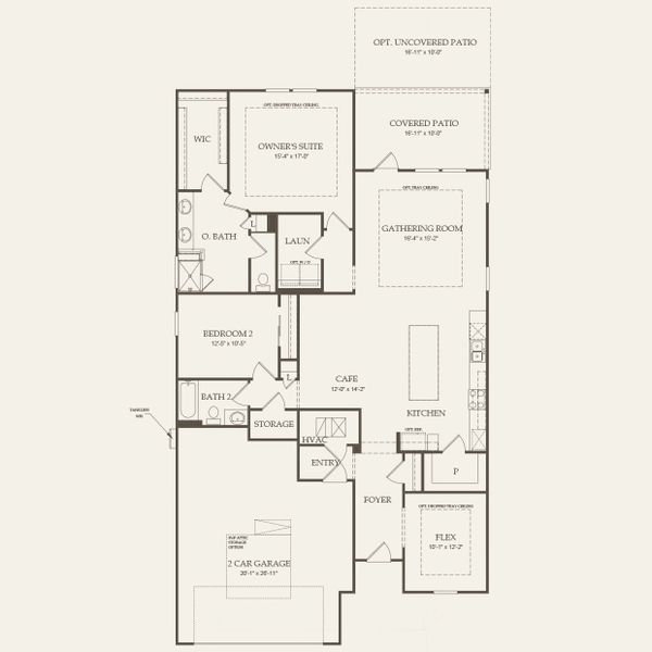 2D floor plan layout for the Mainstay by Pulte Homes in Crescent Cove, Myrtle Beach, SC (Image 3).