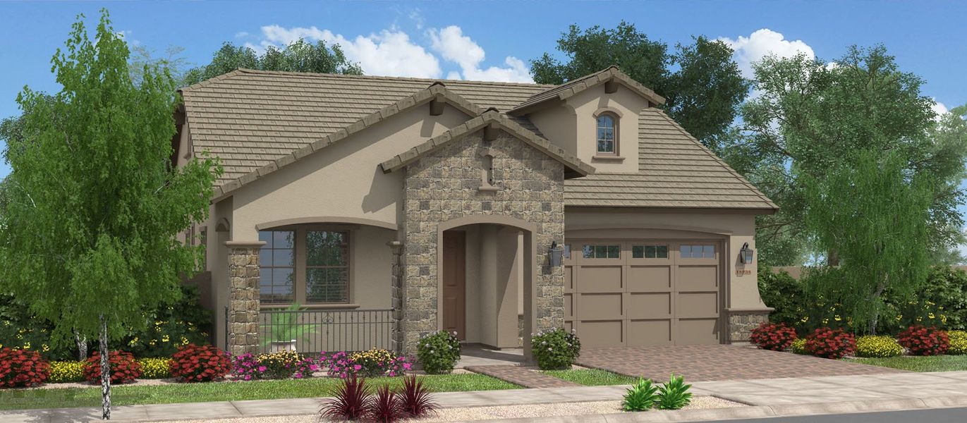 Representative exterior photo of a completed home built from the Guava by Fulton Homes in Orchard at Barney Farms, Queen Creek, AZ (Image 4).