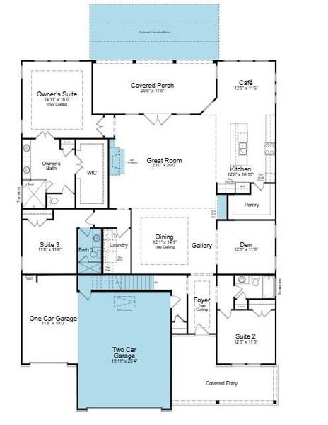 2D floor plan layout of this home in Cresswind Georgia at Twin Lakes, Hoschton, GA (Image 2).