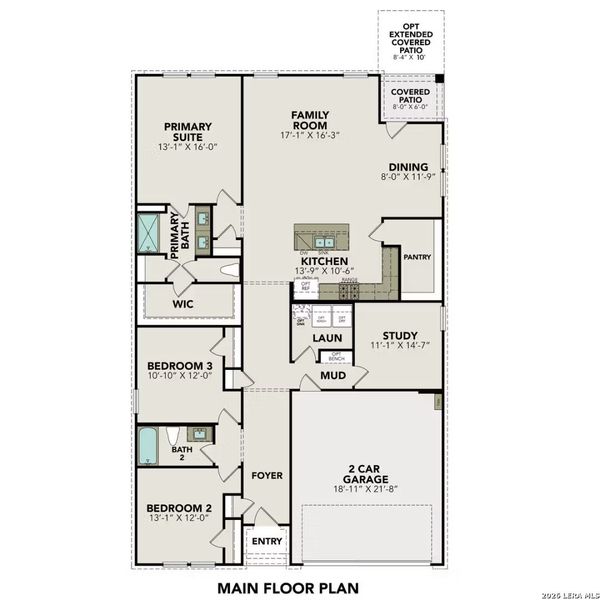 2D floor plan layout of this home in Hannah Heights, Seguin, TX (Image 4).