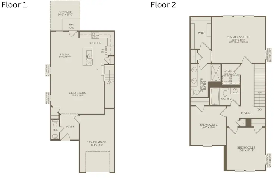 2D floor plan layout of this home in Carpenter Falls, Durham, NC (Image 3).