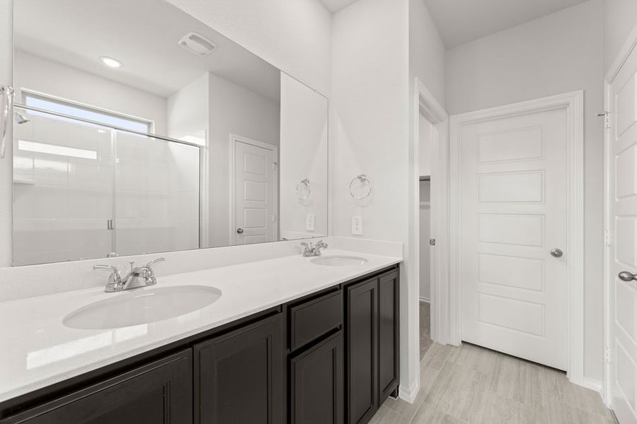 Front exterior of a new home in Keeneland, Aubrey, TX, highlighting curb appeal (Image 19).