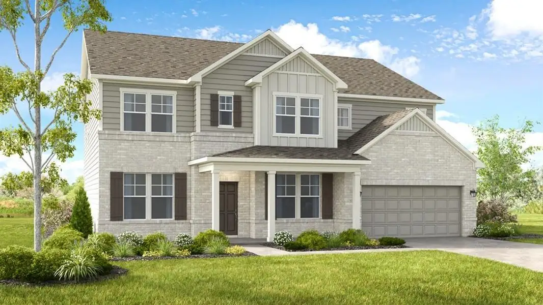 Front exterior of a new home in Reserve at Hickory Walk, Kennesaw, GA, highlighting curb appeal (Image 1). Front exterior of a new home in Reserve at Hickory Walk, Kennesaw, GA, highlighting curb appeal (Image 1).