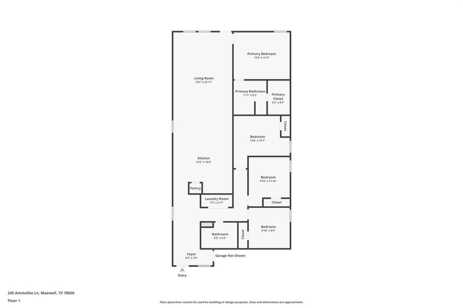 2D floor plan layout of this home in Sunset Oaks, Maxwell, TX (Image 4).