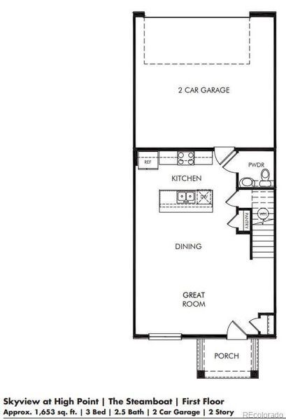 2D floor plan layout of this home in Skyview at High Point, Aurora, CO (Image 5).