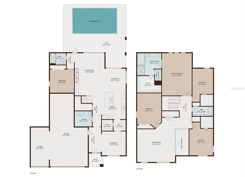 2D floor plan layout of this home in Whispering Oaks Preserve, Wesley Chapel, FL (Image 4).