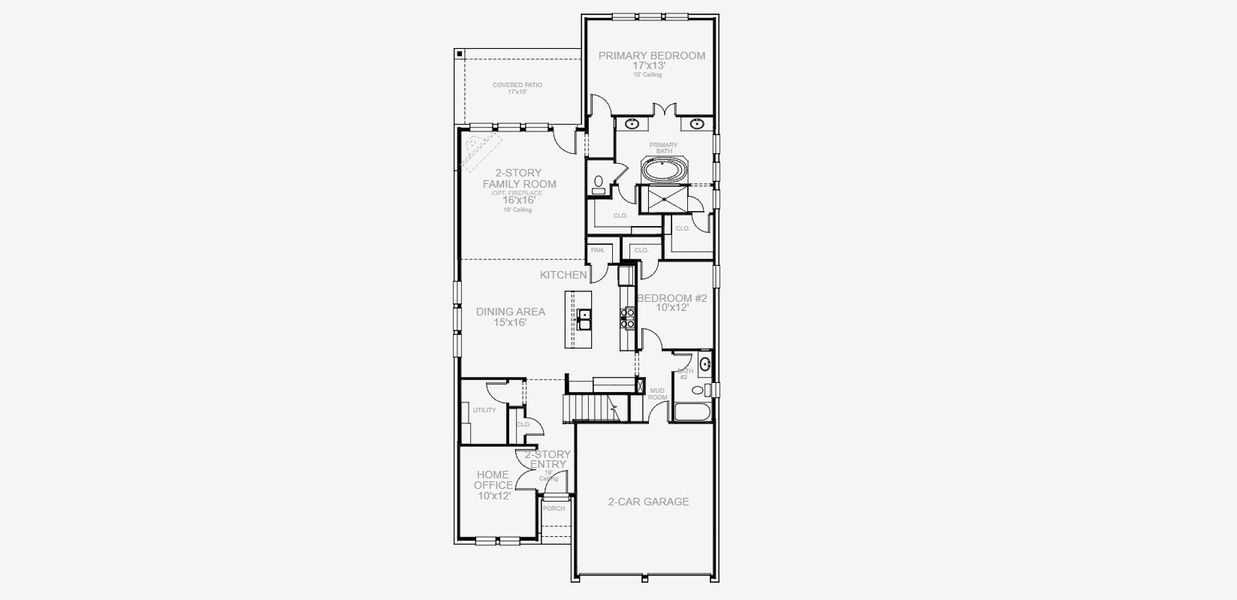 2D floor plan layout for the 2594W by Perry Homes in Trinity Falls, McKinney, TX (Image 4).