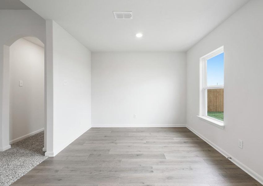 The dining room of the Reed  sits right off of the kitchen.