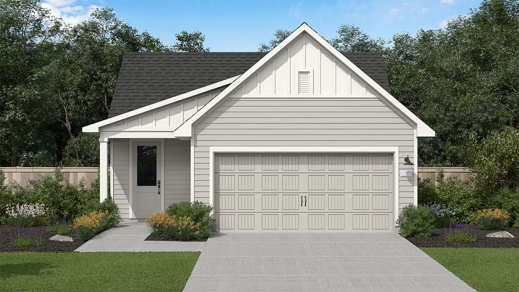 Representative exterior photo of a completed home built from the Isabella by New Home Co. in The Cottages Collection at Oakberry Trails, Waller, TX (Image 4). Representative exterior photo of a completed home built from the Isabella by New Home Co. in The Cottages Collection at Oakberry Trails, Waller, TX (Image 4).