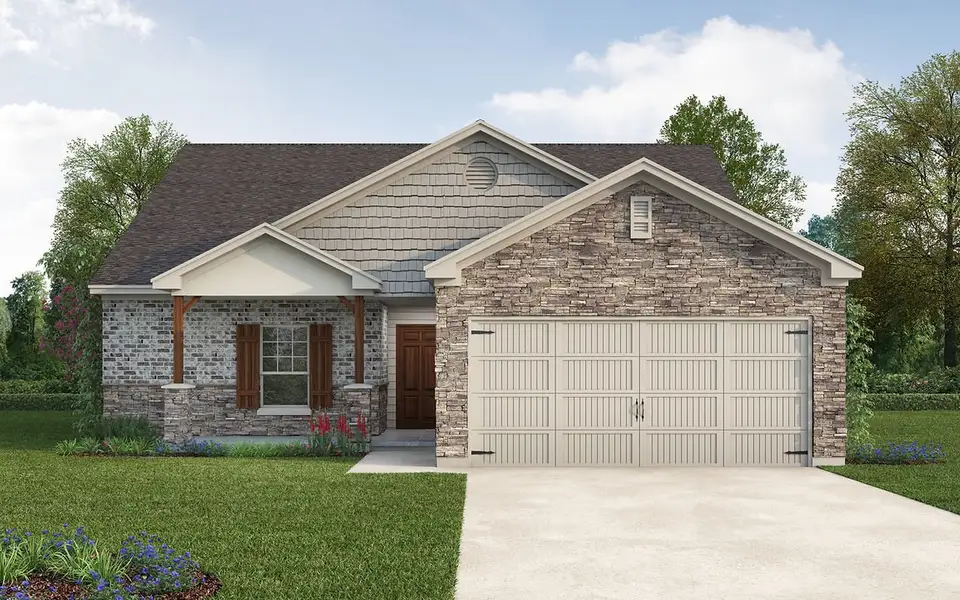 Representative exterior photo of a completed home built from the Caldwell by Kendall Homes in Russell Ranch, Bay City, TX (Image 2). Representative exterior photo of a completed home built from the Caldwell by Kendall Homes in Russell Ranch, Bay City, TX (Image 2).